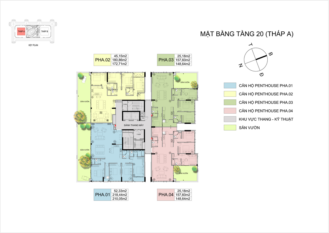 Mặt bằng tầng 20 tháp A Cara River Park