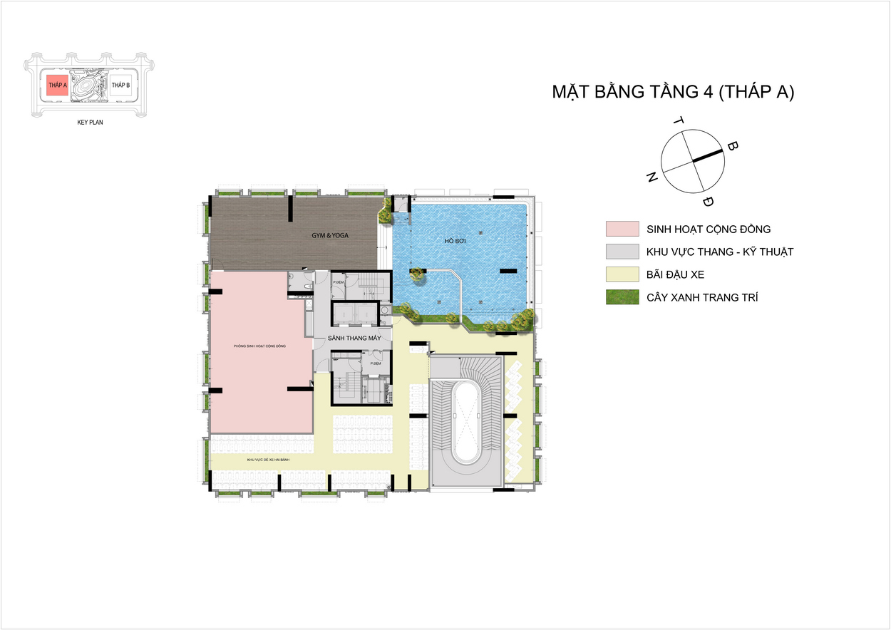 Mặt bằng tầng 4 tháp A Cara River Park
