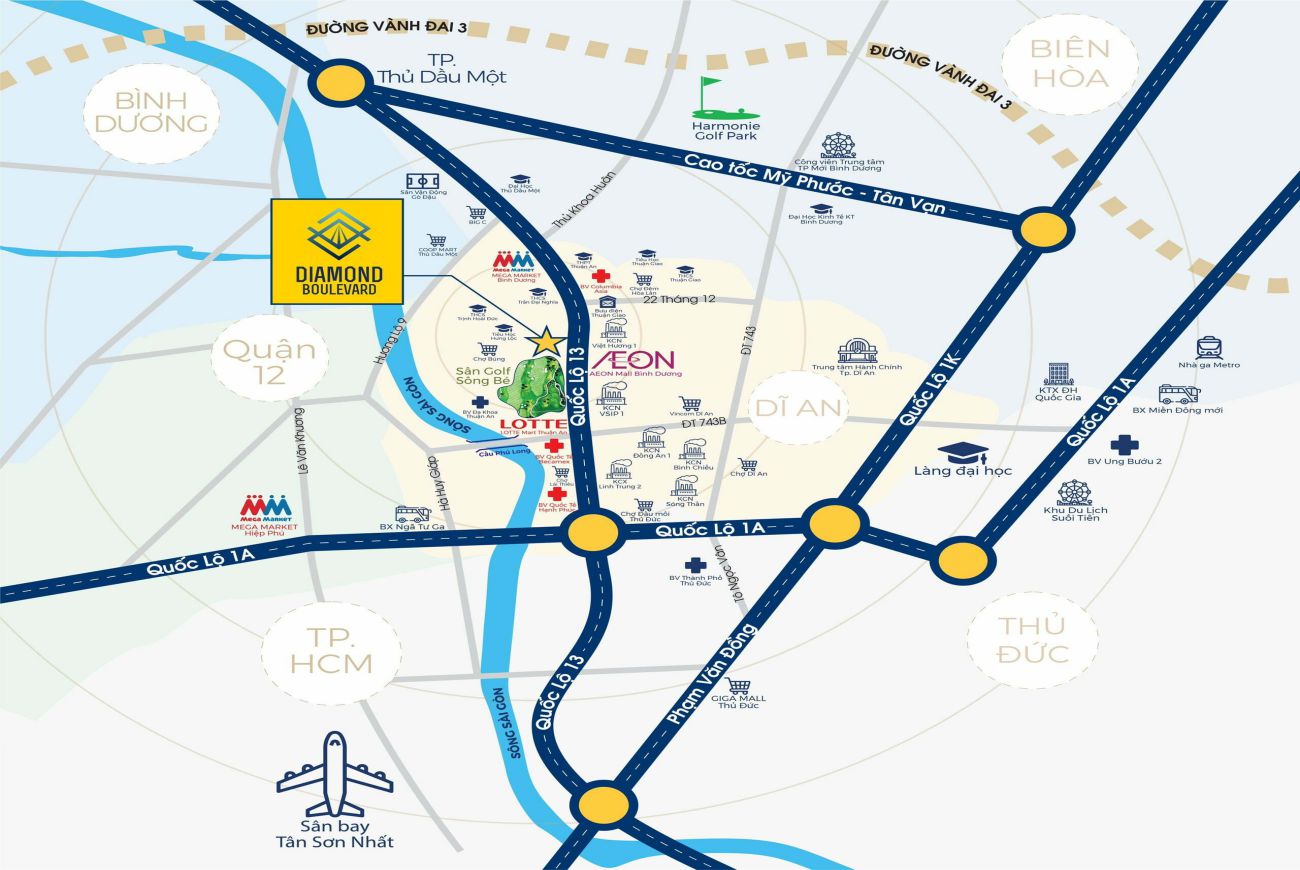 Vị trí chiến lược Diamond Boulevard