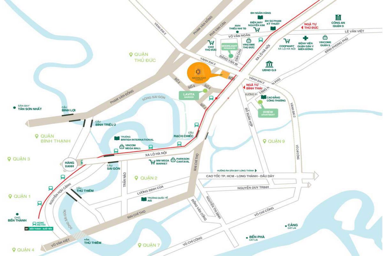 Vị trí chiến lược Moonlight Garden Thủ Đức