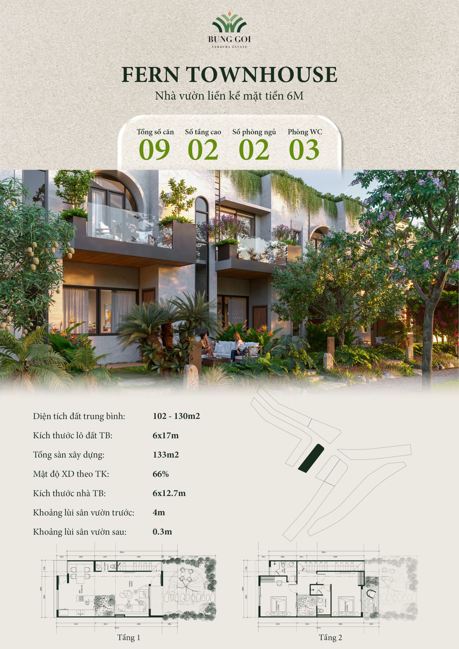 Bảng Giá Bán Fern Townhouse Búng Gội Verdura Estate Phú Quốc