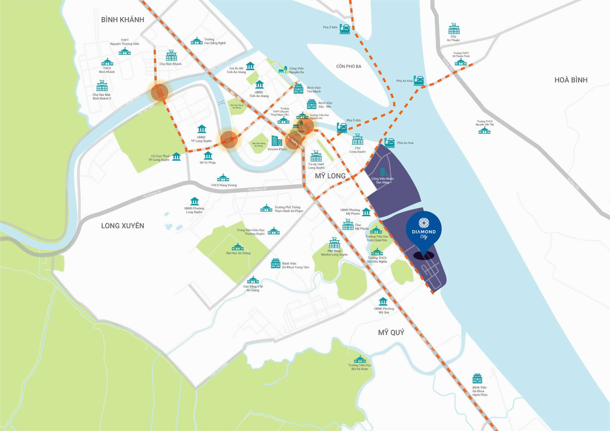 Vị trí chiến lược tại Diamond City Long Xuyên An Giang