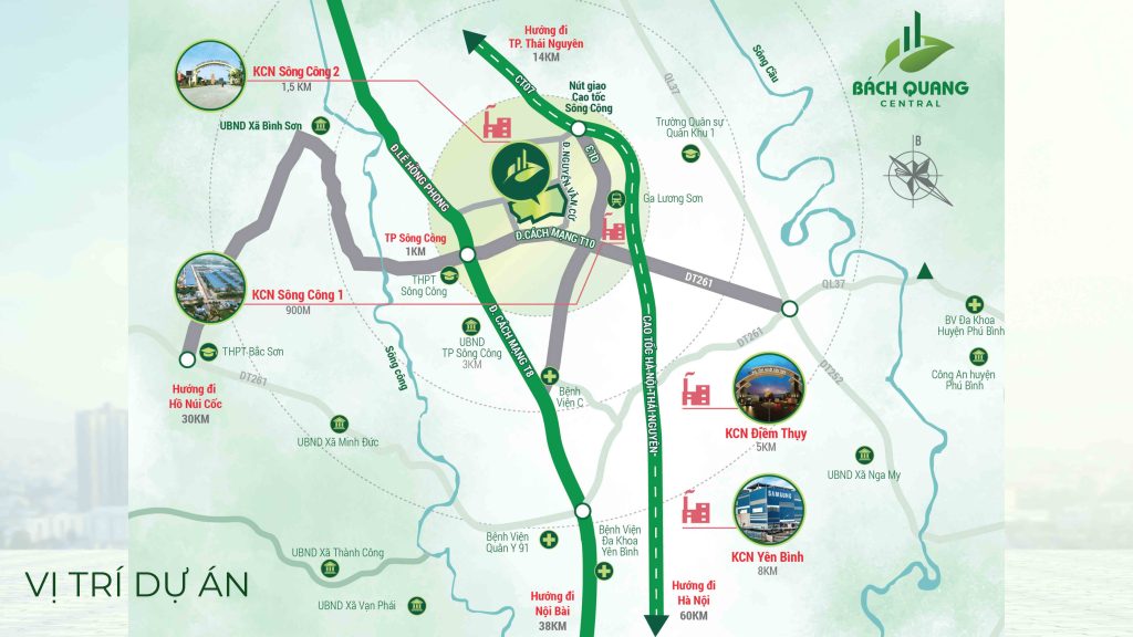 Vị trí Bách Quang Central Sông Công